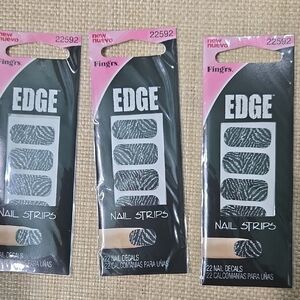 EDGE Black & Silver Zebra Press-On Nail Strips